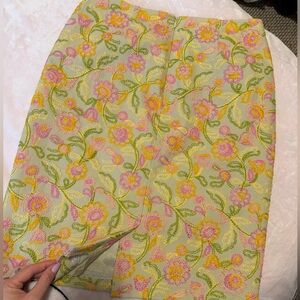 Cynthia Steffe Sage Pencil Skirt with Pink & Yellow Floral Embroidery